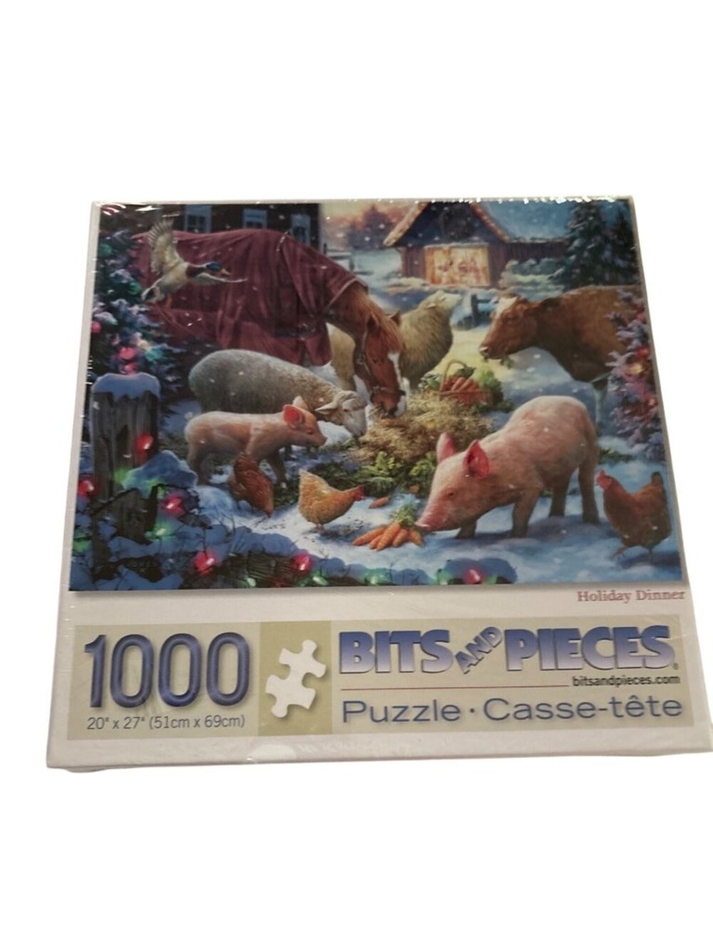 Winter Scene Christmas Holiday Dinner 1000-Piece Jigsaw Puzzle Farm Animals